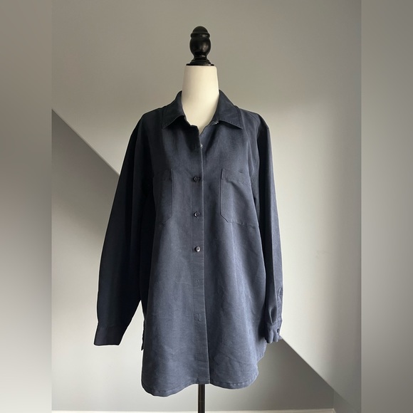 Oversized Longsleeve Navy Dress Shirt - Picture 4 of 6